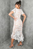 White Crochet Fish Tail Midi Dress