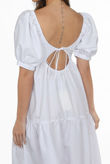 White Off Shoulder Tie Back Panel Shift Dress