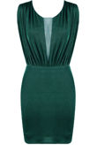 Green Mesh Trim Pleated Mini Dress