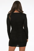 Black Ruched Round Neck Mini Dress