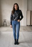 Black Cropped PU Shirt