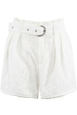 White Floral Lace Belted Shorts
