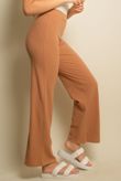 Taupe Ribbed Wide Leg Trousers 
