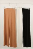 White Ribbed Wide Leg Trousers