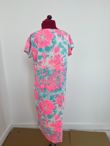 Pink and Blue  Abstract Multi  Print Cap Sleeve Midi Dress