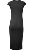 Black Cap Sleeve Textured Stretch Midi Dress