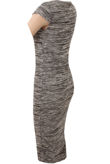 Black & Grey Contrasted Short Sleeve Midi Dress