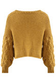 Mustard Chunky Cable Knit Cropped Jumper