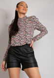 Black Floral Print High Neck Blouse
