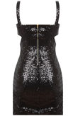Black Sequin Side Cut Out Bodycon Dress