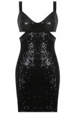 Black Sequin Side Cut Out Bodycon Dress