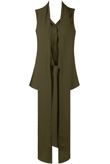Khaki Front Button Up Asymmetric Crop Shirt