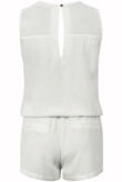 Cream Short length Mesh Panel Sleeveless Playsuit