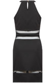 Black Mesh Side Zip Detailed Shift Dress