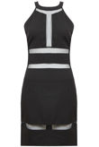 Black Mesh Side Zip Detailed Shift Dress