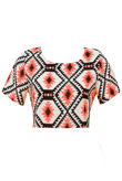 Coral Aztec Print Top