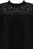 Black Crochet Panel Chiffon Blouse