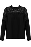 Black Crochet Panel Chiffon Blouse