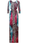 Pink Tropical Animal Print Side Cut Out Maxi Dress
