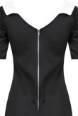 Black With Cream Peter Pan Collar Fitted Dress