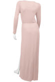 Rose Laser Print Long Sleeved Front Slits Maxi Dress