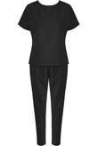 Black Short Sleeves Round Neck Loungewear Set