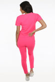 Fuchsia Short Sleeves Round Neck Loungewear Set 