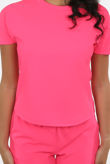 Fuchsia Short Sleeves Round Neck Loungewear Set 