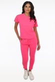 Fuchsia Short Sleeves Round Neck Loungewear Set 