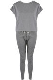 Grey Short Sleeves Round Neck Loungewear Set