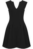 Black Pleated Back Zip Up Fit and Flare Dress