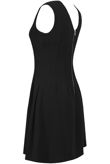 Black Pleated Back Zip Up Fit and Flare Dress