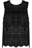 Black Crochet Mesh Insert Sleeveless Top