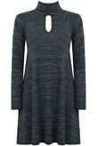 Coloured Knitted Polo Neck Front Cut Out Swing Dress
