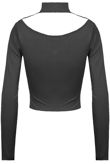 Black Front Open Polo Neck Crop Top
