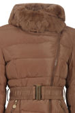 Camel Bubble Layered Fur Collar Jacket