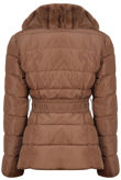 Camel Bubble Layered Fur Collar Jacket