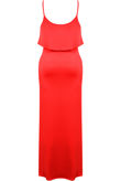  Red Block Coloured Layered Maxi Dress