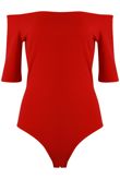 Red Off The Shoulder Bodysuits