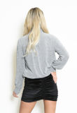 Grey Lurex Gather Neck Blouse