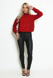 Red Lurex Gather Neck Blouse