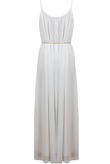 Cream Pleated Rope Belt Detail Maxi Dress