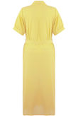 Yellow Short Sleeve Belted Shirt Dress
