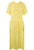Yellow Short Sleeve Belted Shirt Dress