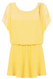 Yellow Front & Back Gold Chain Detail Mini Dress