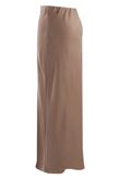 Taupe Satin High Waist A-Line Maxi Skirt