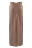 Taupe Satin High Waist A-Line Maxi Skirt