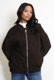 Brown Wool Look Bomber Jacket