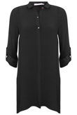 Black Casual Rolled Up Sleeve Shirt 