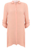 Pink Casual Rolled Up Sleeve Shirt 